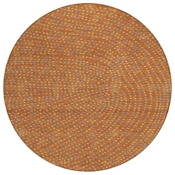 8' Brown Gray And Gold Round Polka Dot Washable Indoor Outdoor Area Rug