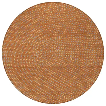8' Brown Gray And Gold Round Polka Dot Washable Indoor Outdoor Area Rug
