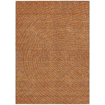 8' X 10' Brown Gray And Gold Polka Dot Washable Indoor Outdoor Area Rug