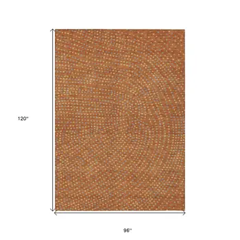 8' X 10' Brown Gray And Gold Polka Dot Washable Indoor Outdoor Area Rug