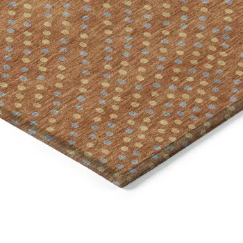 8' X 10' Brown Gray And Gold Polka Dot Washable Indoor Outdoor Area Rug