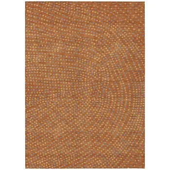 9' X 12' Brown Gray And Gold Polka Dot Washable Indoor Outdoor Area Rug