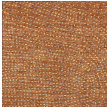 10' X 14' Brown Gray And Gold Polka Dot Washable Indoor Outdoor Area Rug