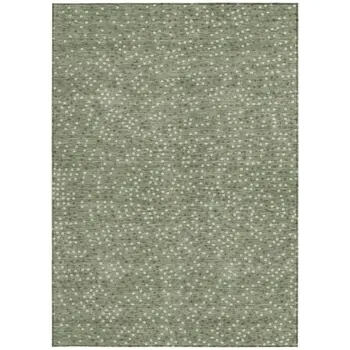 3' X 5' Sage Gray And Ivory Polka Dot Washable Indoor Outdoor Area Rug