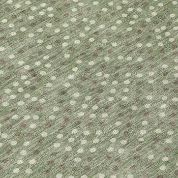 8' Sage Gray And Ivory Round Polka Dot Washable Indoor Outdoor Area Rug