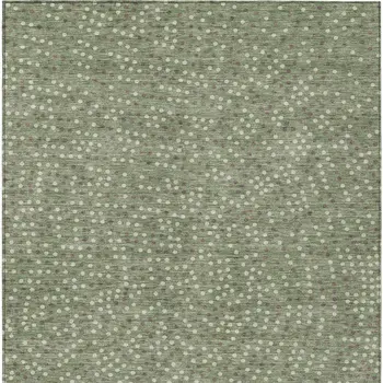 10' X 14' Sage Gray And Ivory Polka Dot Washable Indoor Outdoor Area Rug