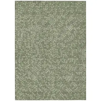 10' X 14' Sage Gray And Ivory Polka Dot Washable Indoor Outdoor Area Rug