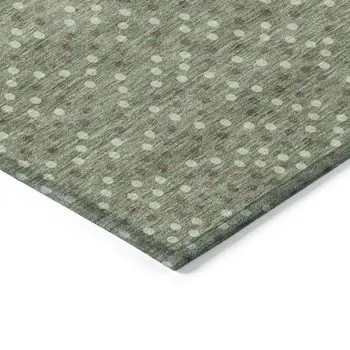 10' X 14' Sage Gray And Ivory Polka Dot Washable Indoor Outdoor Area Rug