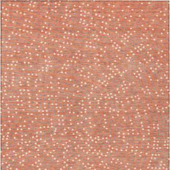 8' X 10' Salmon Gray And Ivory Polka Dot Washable Indoor Outdoor Area Rug