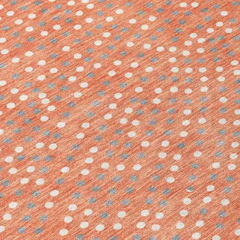 9' X 12' Salmon Gray And Ivory Polka Dot Washable Indoor Outdoor Area Rug