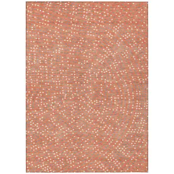 10' X 14' Salmon Gray And Ivory Polka Dot Washable Indoor Outdoor Area Rug