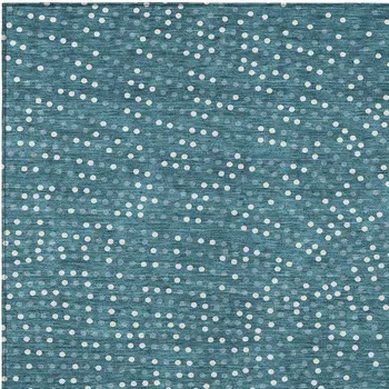 3' X 5' Teal Blue Gray And Ivory Polka Dot Washable Indoor Outdoor Area Rug