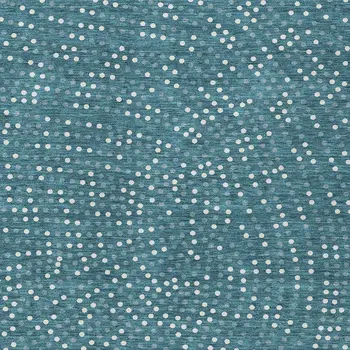 10' X 14' Teal Blue Gray And Ivory Polka Dot Washable Indoor Outdoor Area Rug