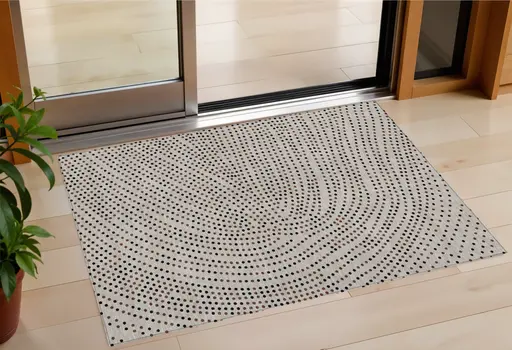 3' X 5' Taupe Black And Brown Polka Dot Washable Indoor Outdoor Area Rug