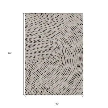 5' X 8' Taupe Black And Brown Polka Dot Washable Indoor Outdoor Area Rug