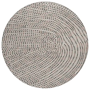 8' Taupe Black And Brown Round Polka Dot Washable Indoor Outdoor Area Rug