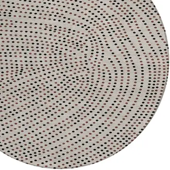 8' Taupe Black And Brown Round Polka Dot Washable Indoor Outdoor Area Rug