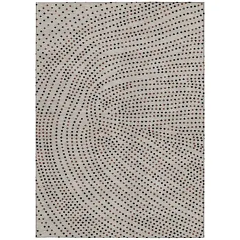 9' X 12' Taupe Black And Brown Polka Dot Washable Indoor Outdoor Area Rug