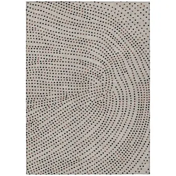 10' X 14' Taupe Black And Brown Polka Dot Washable Indoor Outdoor Area Rug
