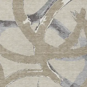 3' X 5' Beige Ivory And Gray Abstract Washable Indoor Outdoor Area Rug