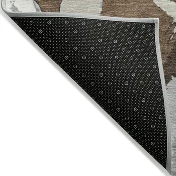 8' X 10' Brown Beige And Gray Abstract Washable Indoor Outdoor Area Rug