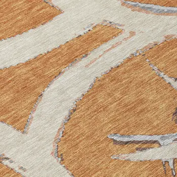 3' X 5' Copper Ivory And Gray Abstract Washable Indoor Outdoor Area Rug