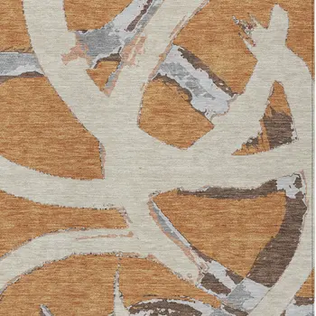 8' X 10' Copper Ivory And Gray Abstract Washable Indoor Outdoor Area Rug