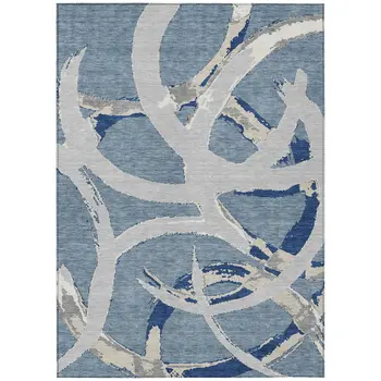 3' X 5' Gray Abstract Washable Indoor Outdoor Area Rug