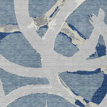 3' X 5' Gray Abstract Washable Indoor Outdoor Area Rug