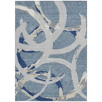 8' X 10' Gray Abstract Washable Indoor Outdoor Area Rug