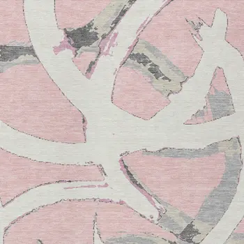 5' X 8' Pink Ivory And Gray Abstract Washable Indoor Outdoor Area Rug