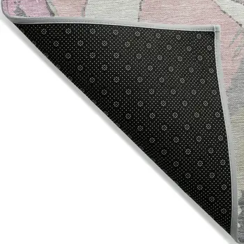 9' X 12' Pink Ivory And Gray Abstract Washable Indoor Outdoor Area Rug