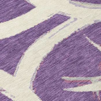 5' X 8' Purple Ivory And Gray Abstract Washable Indoor Outdoor Area Rug