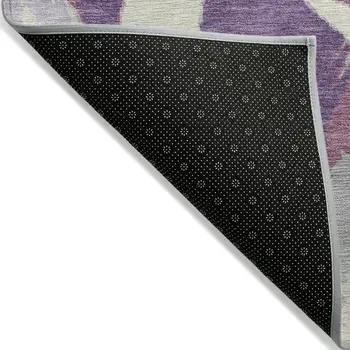 10' X 14' Purple Ivory And Gray Abstract Washable Indoor Outdoor Area Rug