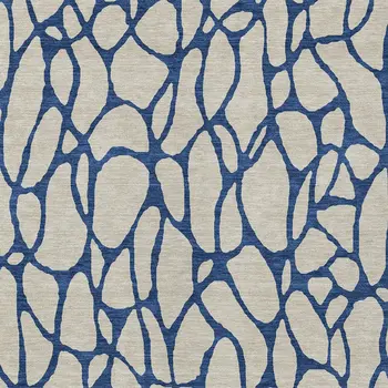 3' X 5' Beige And Blue Geometric Washable Indoor Outdoor Area Rug