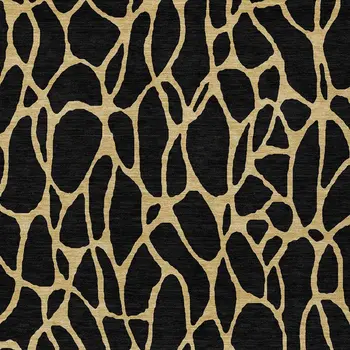 5' X 8' Black And Gold Geometric Washable Indoor Outdoor Area Rug