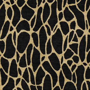 8' X 10' Black And Gold Geometric Washable Indoor Outdoor Area Rug