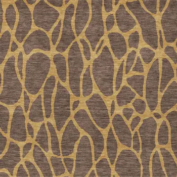 3' X 5' Brown And Gold Geometric Washable Indoor Outdoor Area Rug