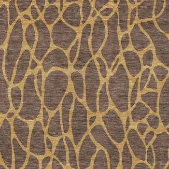 5' X 8' Brown And Gold Geometric Washable Indoor Outdoor Area Rug