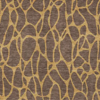 8' X 10' Brown And Gold Geometric Washable Indoor Outdoor Area Rug