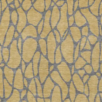 3' X 5' Gold And Gray Geometric Washable Indoor Outdoor Area Rug