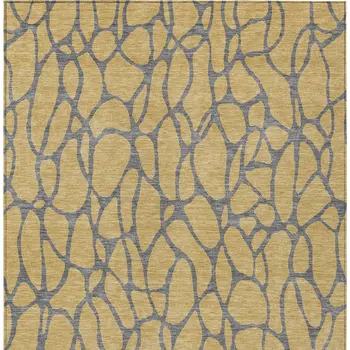 5' X 8' Gold And Gray Geometric Washable Indoor Outdoor Area Rug