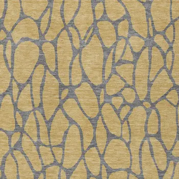 8' X 10' Gold And Gray Geometric Washable Indoor Outdoor Area Rug