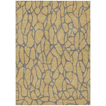 9' X 12' Gold And Gray Geometric Washable Indoor Outdoor Area Rug