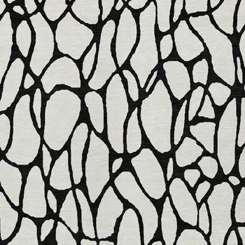 3' X 5' Ivory And Black Geometric Washable Indoor Outdoor Area Rug