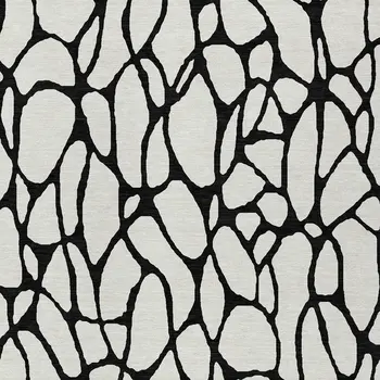 5' X 8' Ivory And Black Geometric Washable Indoor Outdoor Area Rug
