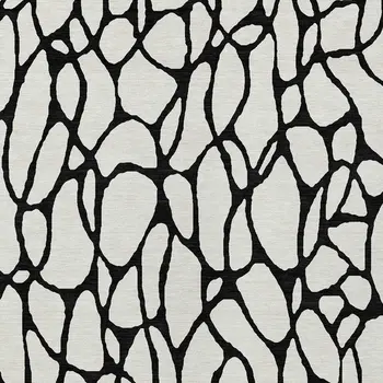9' X 12' Ivory And Black Geometric Washable Indoor Outdoor Area Rug
