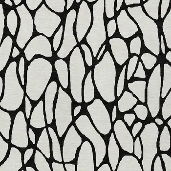 10' X 14' Ivory And Black Geometric Washable Indoor Outdoor Area Rug