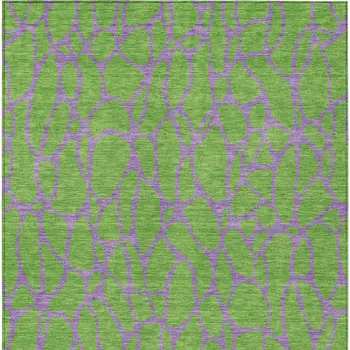 3' X 5' Lime Green And Purple Geometric Washable Indoor Outdoor Area Rug