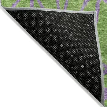 5' X 8' Lime Green And Purple Geometric Washable Indoor Outdoor Area Rug